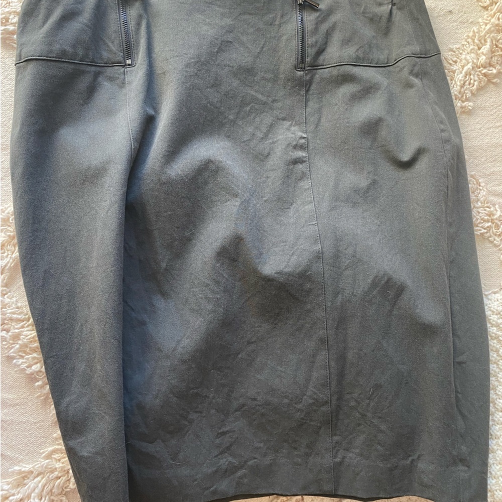 Grey Straight Skirt with Zippers
